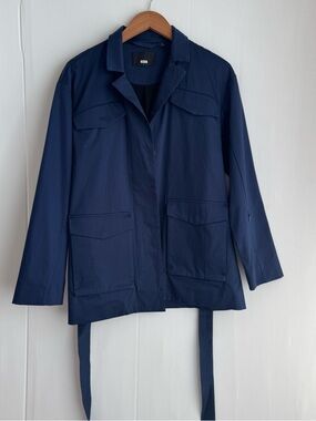 Away Navy Travel Jacket with Tie Waist
